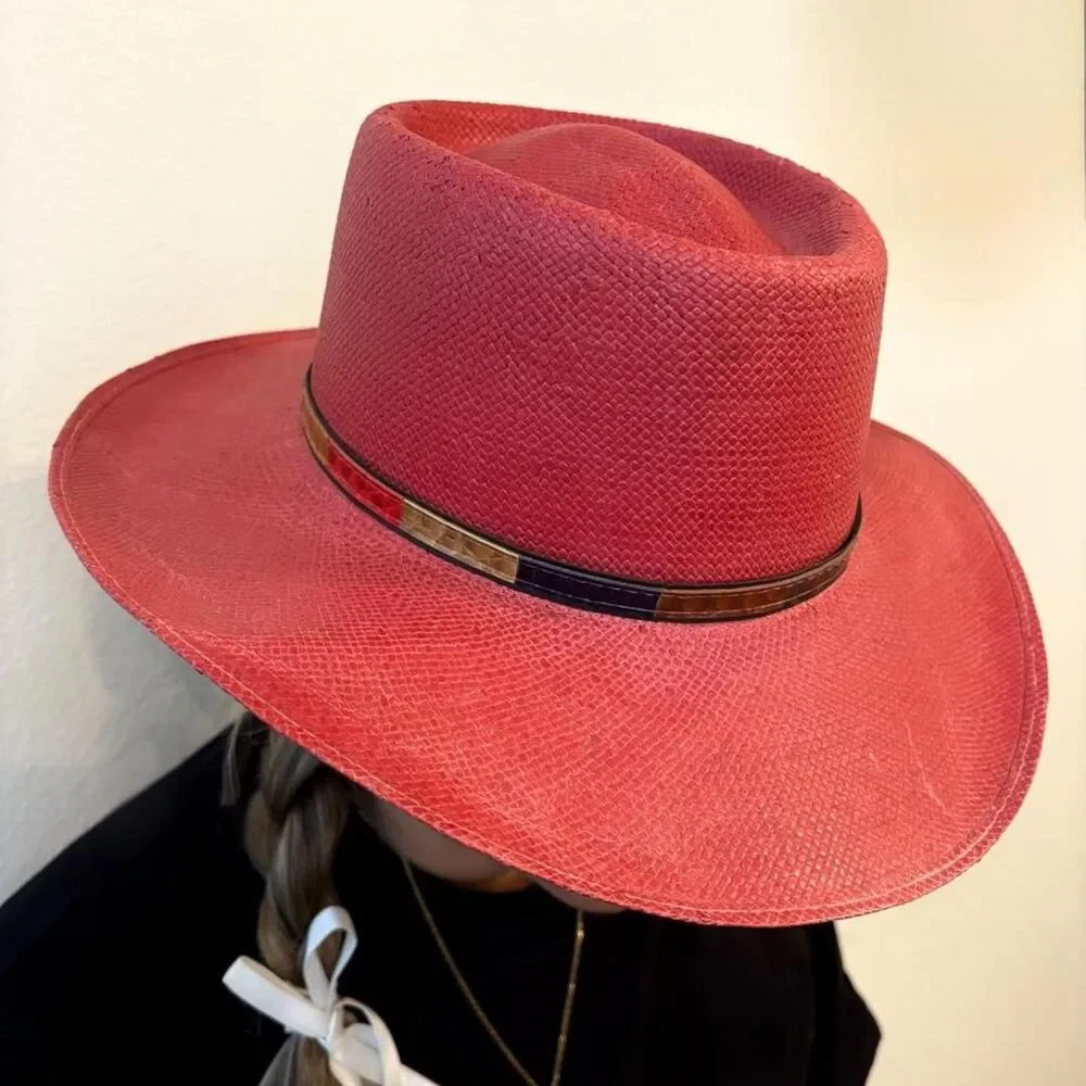 Vintage Stetson Women's Red and Burgundy Hat